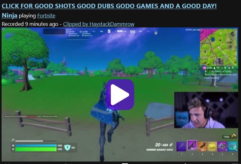 Category Link on a clip from Ninja