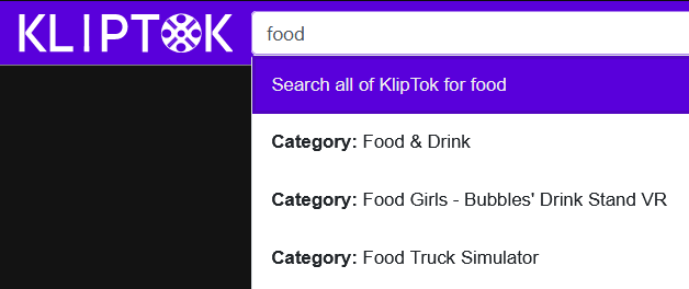 Category presented as autocomplete results